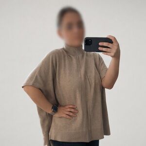 Ann Taylor Wool Blend Poncho Sweater – Beige – L/XL